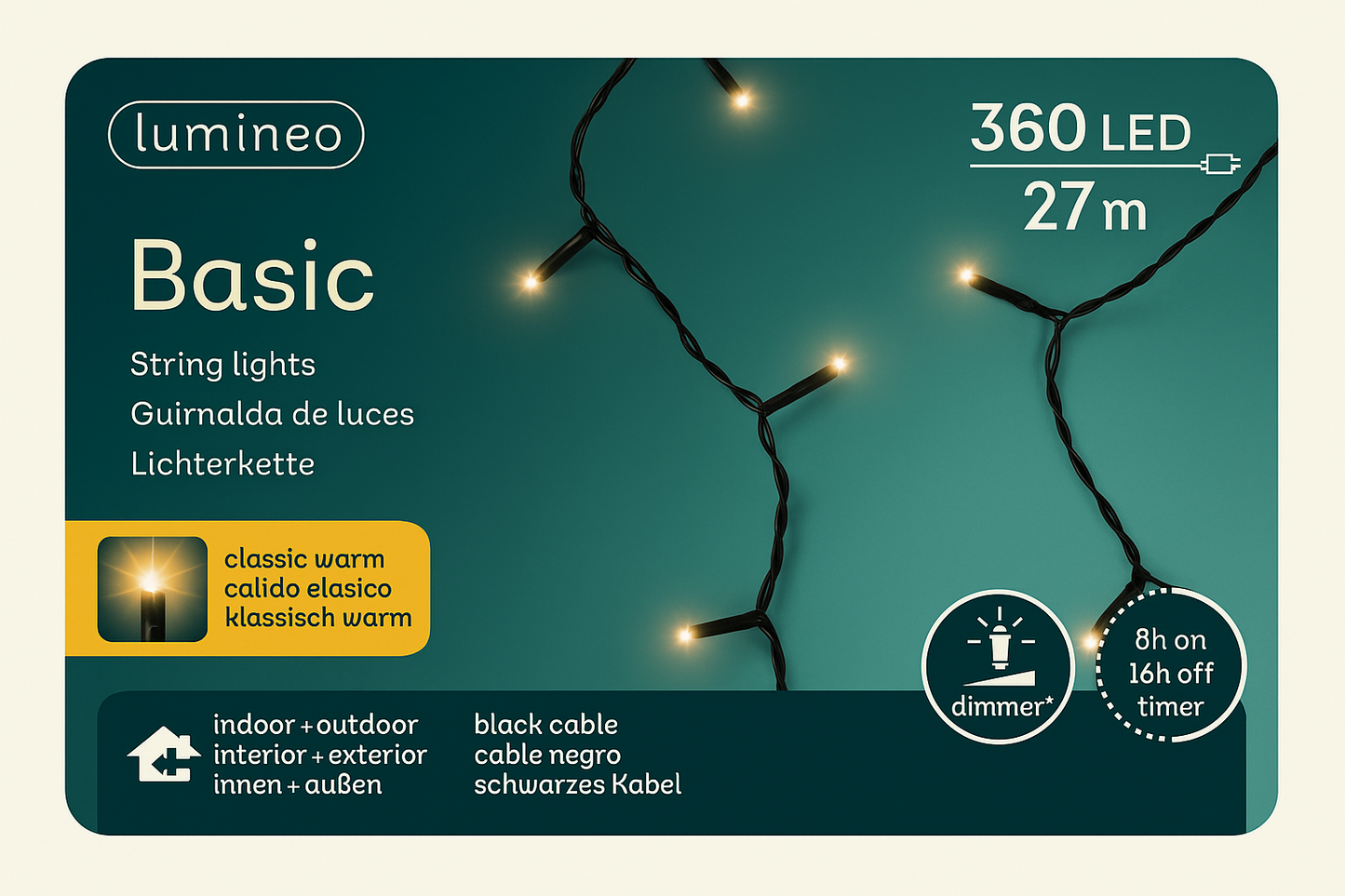 Kerstverlichting β 360 LED lichtjes (27 m)