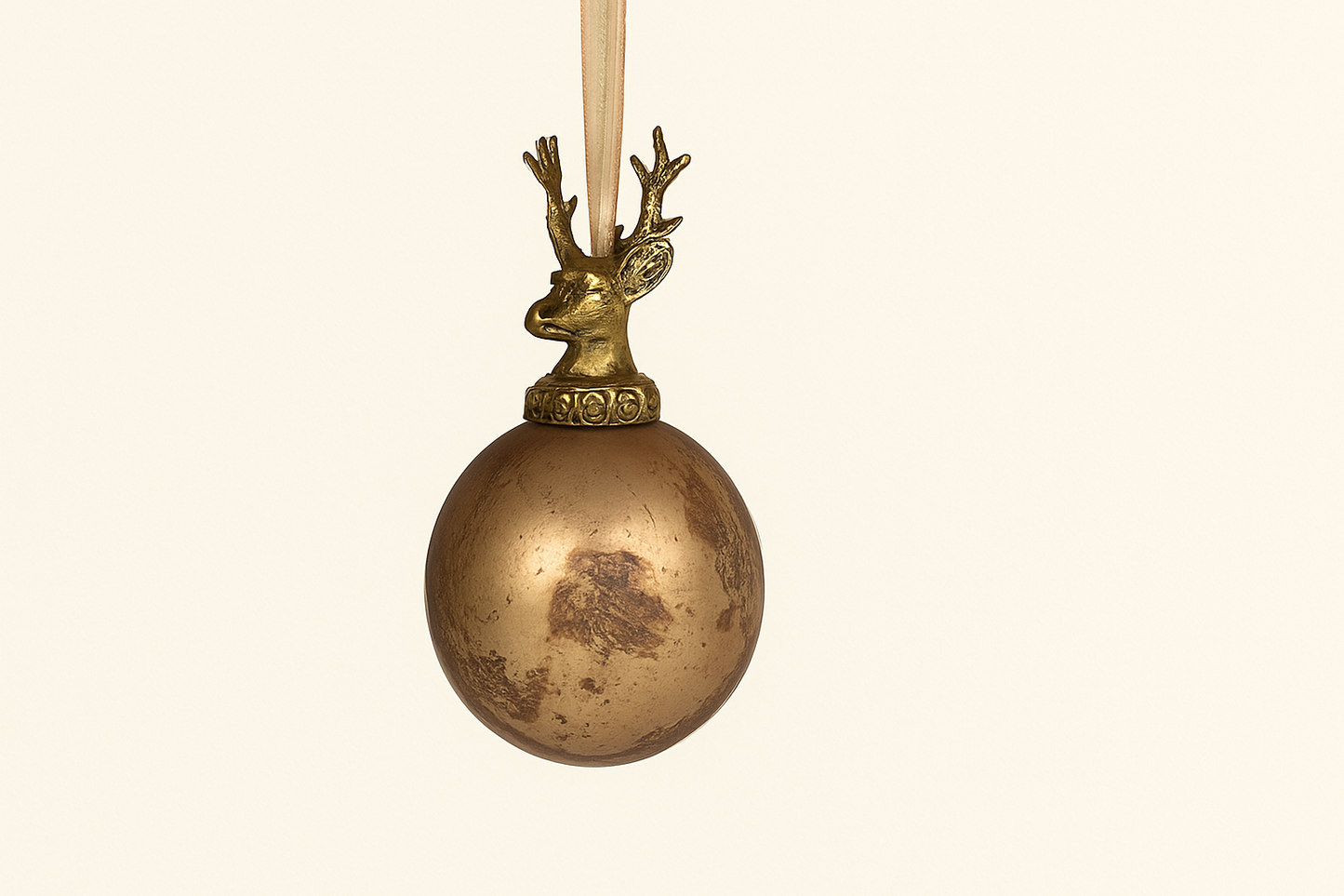 Kerstbal glas β hert antiek bruin (Γ8 cm)