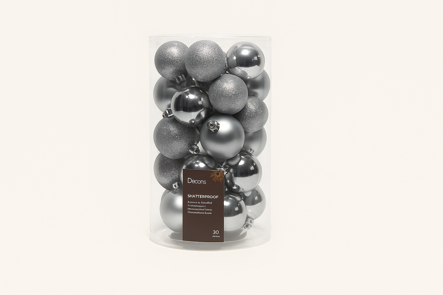Kerstballen mix kunststof β 30-delig (zilver)