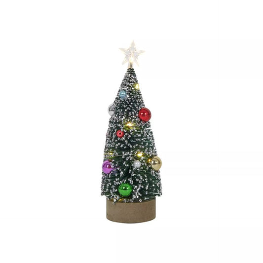 Kunstkerstboom op houten standaard – 24 cm (met 10 LED-lichtjes)