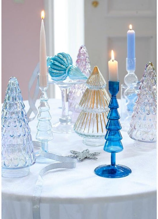 Beeld Kerstboom van glas – iriserend (23 cm)
