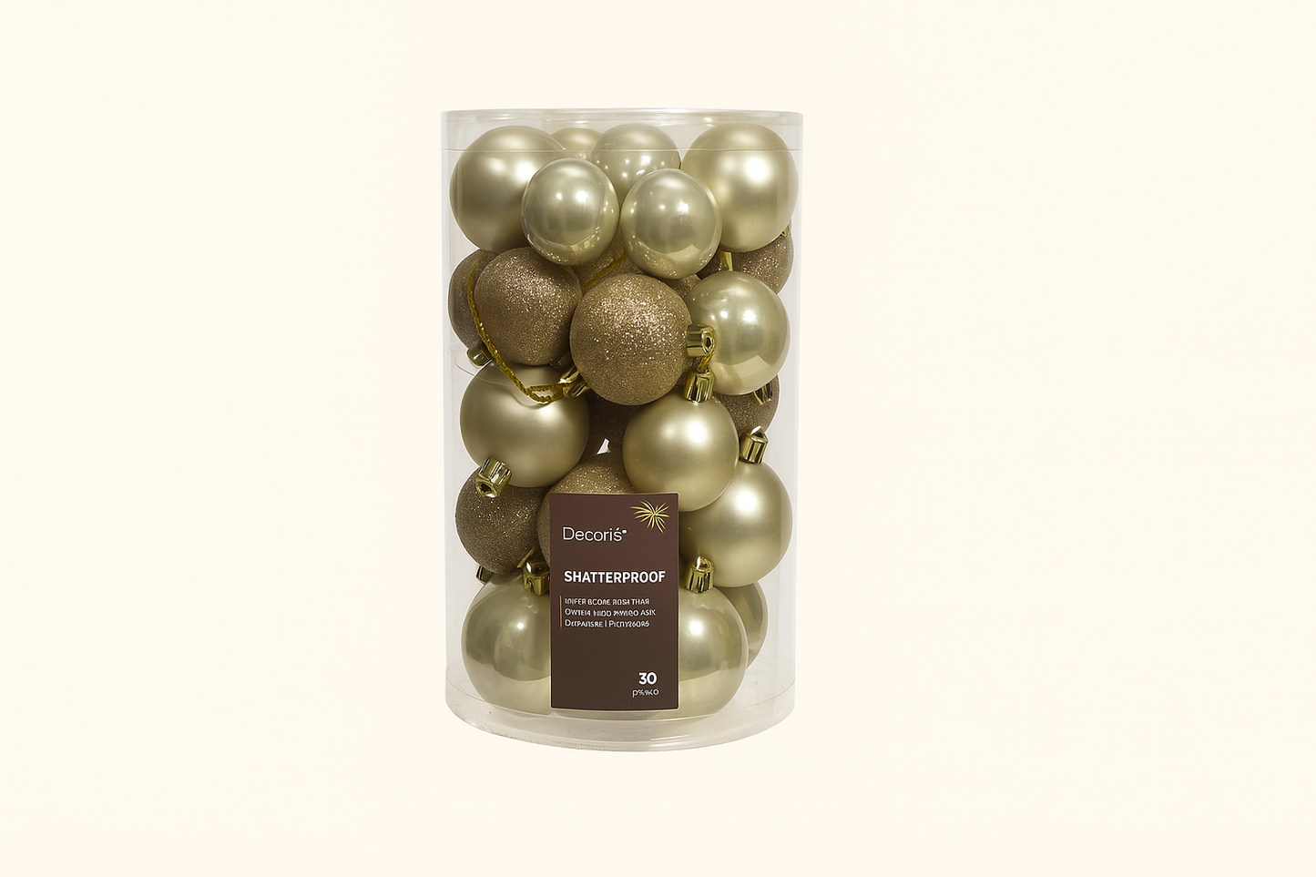 Kerstballen mix kunststof – 30-delig (parel)