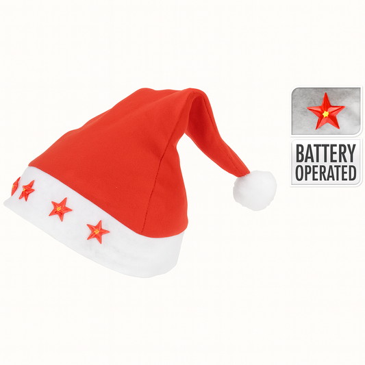 Kerstmuts met 5 ster verlichting